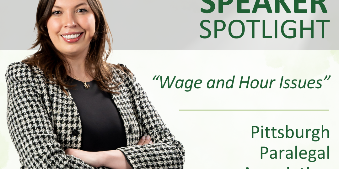 Speaker Spotlight, woman in checkered jacket speaking on Wage and Hour issues