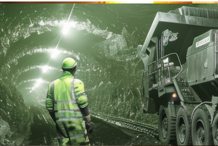 coal miner in tunnel with large equipment