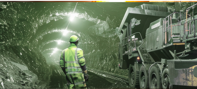 coal coal miner in tunnel with large equipment
